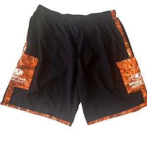 Mossy Oak Fishing Swim Trunks Men’s Large Black Orange Camo Summer Boating Lake